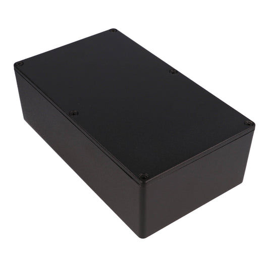 Hammond 1590RBK 1590-RIBBED Series Diecast Aluminum Enclosure with Internal Ribs, No Mounting Flanges, IP54, 192 mm x 102 mm x 61 mm, Diecast Aluminum/Black.