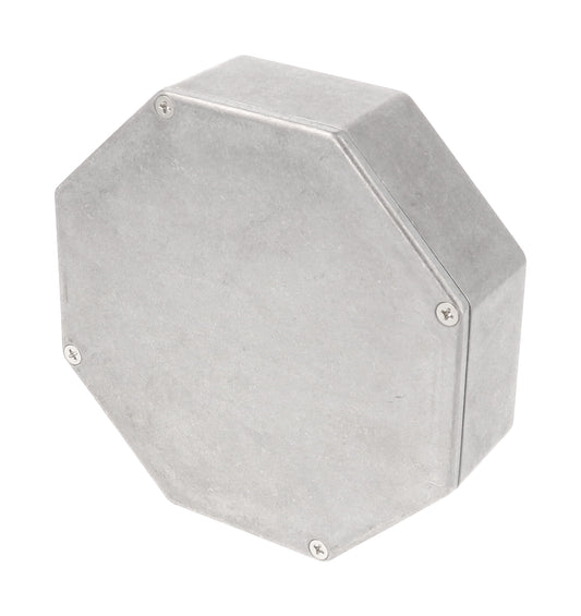 Hammond 1590STPC 1590TRP-STP Series Octagon Diecast Aluminum Enclosure, IP54, 133 mm length x 57 mm small end x 133 mm large end x 39 mm depth, Diecast Aluminum/Natural.