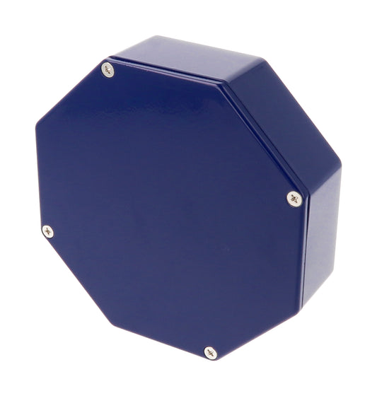 Hammond 1590STPCCB 1590-STOMP Series Octagon Stomp Box Enclosure, IP54, 133 mm length x 57 mm small end x 133 mm large end x 39 mm depth, Diecast Aluminum/Cobalt Blue.