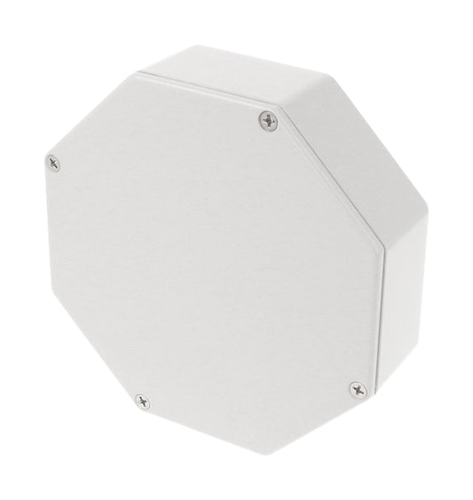 Hammond 1590STPCLG 1590-STOMP Series Octagon Stomp Box Enclosure, IP54, 133 mm length x 57 mm small end x 133 mm large end x 39 mm depth, Diecast Aluminum/Light Gray.