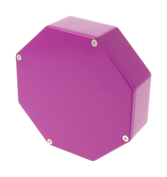 Hammond 1590STPCPR 1590-STOMP Series Octagon Stomp Box Enclosure, IP54, 133 mm length x 57 mm small end x 133 mm large end x 39 mm depth, Diecast Aluminum/Purple.