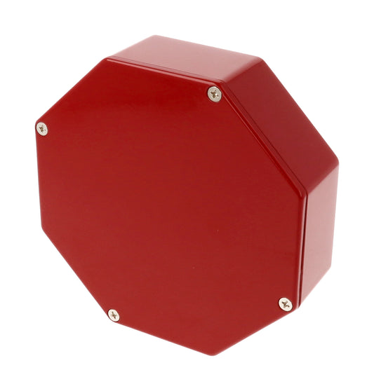 Hammond 1590STPCRD 1590-STOMP Series Octagon Stomp Box Enclosure, IP54, 133 mm length x 57 mm small end x 133 mm large end x 39 mm depth, Diecast Aluminum/Red.