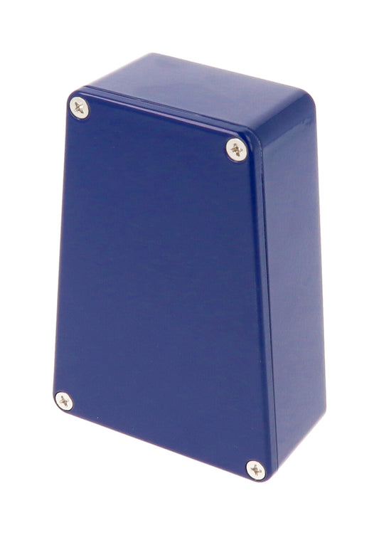 Hammond 1590TRPBCB 1590-STOMP Series Narrow Trapezoid Stomp Box Enclosure, IP54, 112 mm length x 62 mm small end x 79 mm large end x 39 mm depth, Diecast Aluminum/Cobalt Blue.