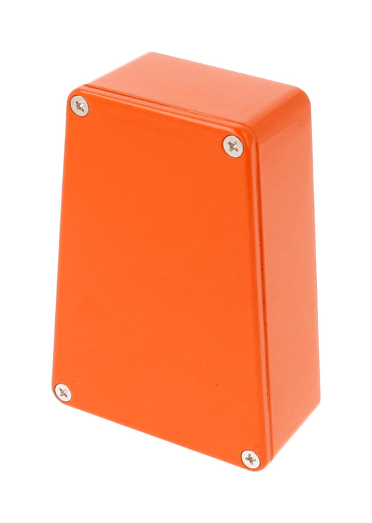 Hammond 1590TRPBOR 1590-STOMP Series Narrow Trapezoid Stomp Box Enclosure, IP54, 112 mm length x 62 mm small end x 79 mm large end x 39 mm depth, Diecast Aluminum/Orange.