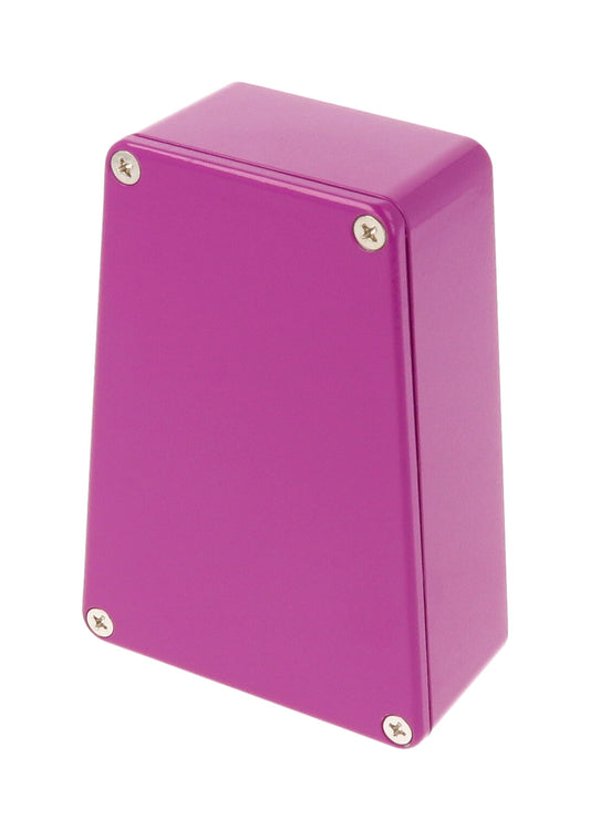 Hammond 1590TRPBPR 1590-STOMP Series Narrow Trapezoid Stomp Box Enclosure, IP54, 112 mm length x 62 mm small end x 79 mm large end x 39 mm depth, Diecast Aluminum/Purple.
