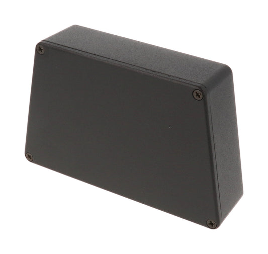 Hammond 1590TRPCBK 1590TRP-STP Series Wide Trapezoid Diecast Aluminum Enclosure, IP54, 95 mm length x 122 mm small end x 151 mm large end x 39 mm depth, Diecast Aluminum/Black.