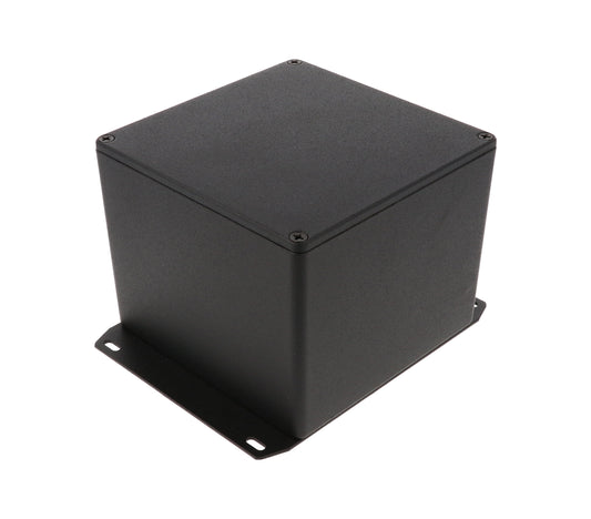 Hammond 1590VFBK 1590 Series Diecast Aluminum Enclosure, Flanged Bottom Plate, IP54, 120 mm x 120 mm x 94 mm, Diecast Aluminum/Black.