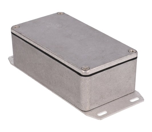 Hammond 1590WB2F 1590 Series Diecast Aluminum Enclosure, Flanged Bottom Plate, IP65 Watertight, 112 mm x 61 mm x 38 mm, Diecast Aluminum/Natural.