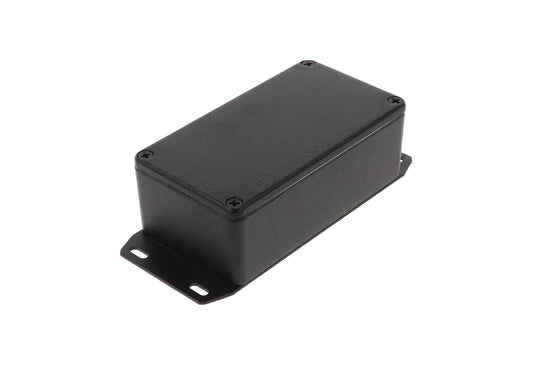 Hammond 1590WB2FBK 1590 Series Diecast Aluminum Enclosure, Flanged Bottom Plate, IP65 Watertight, 112 mm x 61 mm x 38 mm, Diecast Aluminum/Black.