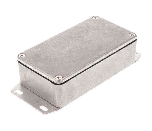 Hammond 1590WBF 1590 Series Diecast Aluminum Enclosure, Flanged Bottom Plate, IP65 Watertight, 112 mm x 61 mm x 31 mm, Diecast Aluminum/Natural.