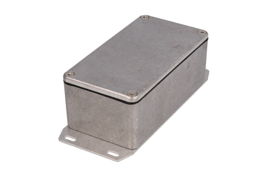 Hammond 1590WBSF 1590 Series Diecast Aluminum Enclosure, Flanged Bottom Plate, IP65 Watertight, 112 mm x 61 mm x 38 mm, Diecast Aluminum/Natural.