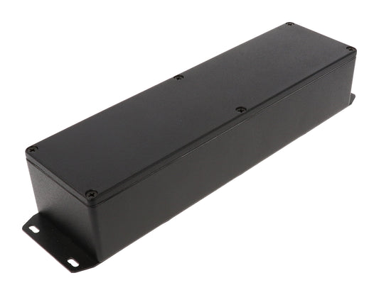 Hammond 1590WBXFBK 1590 Series Diecast Aluminum Enclosure, Flanged Bottom Plate, IP65 Watertight, 254 mm x 70 mm x 50 mm, Diecast Aluminum/Black.