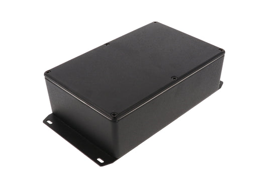 Hammond 1590WDFBK 1590 Series Diecast Aluminum Enclosure, Flanged Bottom Plate, IP65 Watertight, 188 mm x 120 mm x 56 mm, Diecast Aluminum/Black.