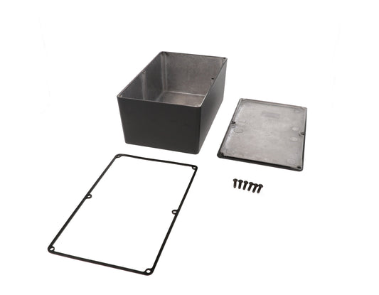 Hammond 1590WEBK 1590 Series Diecast Aluminum Enclosure, No Mounting Flanges, IP65 Watertight, 188 mm x 120 mm x 82 mm, Diecast Aluminum/Black.