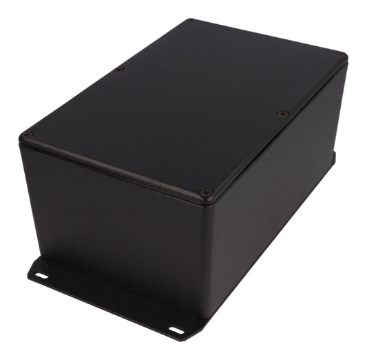 Hammond 1590WEFBK 1590 Series Diecast Aluminum Enclosure, Flanged Bottom Plate, IP65 Watertight, 188 mm x 120 mm x 82 mm, Diecast Aluminum/Black.
