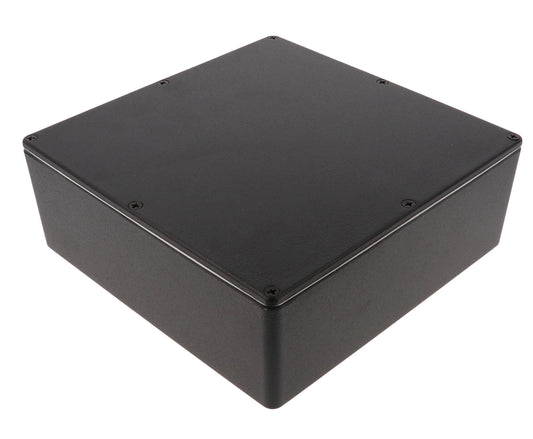 Hammond 1590WFBK 1590 Series Diecast Aluminum Enclosure, No Mounting Flanges, IP65 Watertight, 188 mm x 188 mm x 67 mm, Diecast Aluminum/Black.