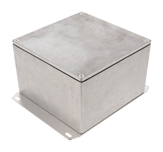 Hammond 1590WKF Die-Cast Aluminum Enclosure, Natural Finish, 125 X 125 X 79 mm, Flanged Bottom, IP65, Gasket.