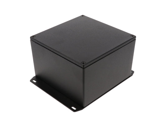 Hammond 1590WKFBK Die-Cast Aluminum Enclosure, Black Powder Finish, 125 X 125 X 79 mm, Flanged Bottom, IP65, Gasket.