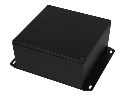 Hammond 1590WKKFBK Die-Cast Aluminum Enclosure, Black Powder Finish, 125 X 125 X 57 mm, Flanged Bottom, IP65, Gasket.