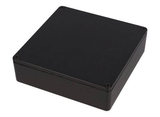 Hammond 1590WQBK Die-Cast Aluminum Enclosure, Black Powder Finish, 120 X 120 X 34 mm, IP65, Gasket.