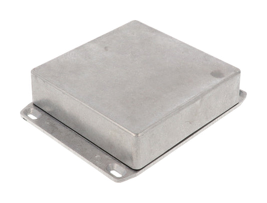 Hammond 1590WQFL Die-Cast Aluminum Enclosure, Natural Finish, 120 X 120 X 34 mm, Flanged Lid, IP65, Gasket.