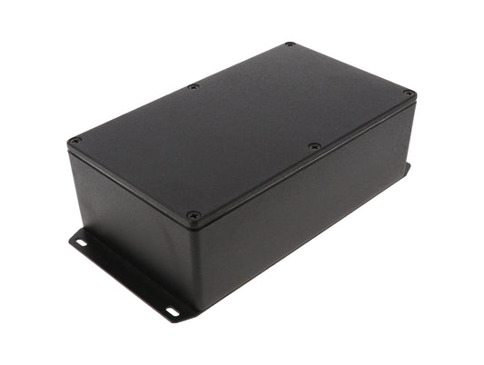 Hammond 1590WR1FBK Die-Cast Aluminum Enclosure, Black Powder Finish, 192 X 112 X 61 mm, Flanged Bottom, IP65, Gasket.