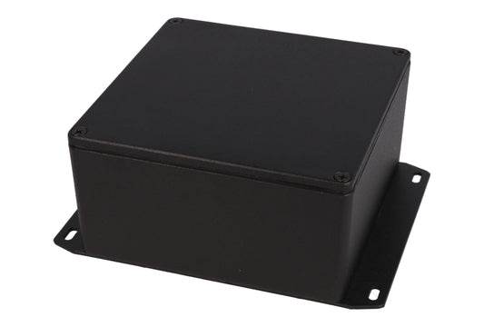 Hammond 1590WUFBK Die-Cast Aluminum Enclosure, Black Powder Finish, 120 X 120 X 59 mm, Flanged Bottom, IP65, Gasket.