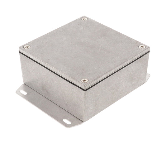 Hammond 1590WYF Die-Cast Aluminum Enclosure, Natural Finish, 92 X 92 X 42 mm, Flanged Bottom, IP65, Gasket.