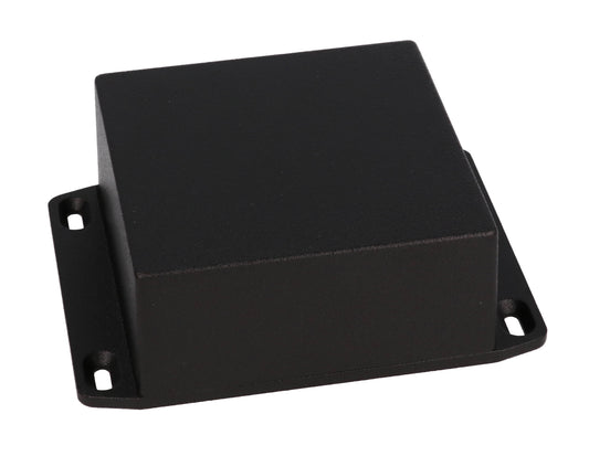 Hammond 1590YFLBK Die-Cast Aluminum Enclosure, Black Powder Finish, 92 X 92 X 42 mm, Flanged Lid, IP65, Gasket.