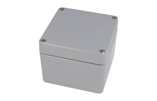 Hammond 1590Z080GY Thick-Wall Die-Cast Aluminum Enclosure, Gray Powder Finish, 100 X 100 X 80 mm, Type 4X/6P, IP66/IP67/IP68, Silicone Gasket, Mounting Shelf.