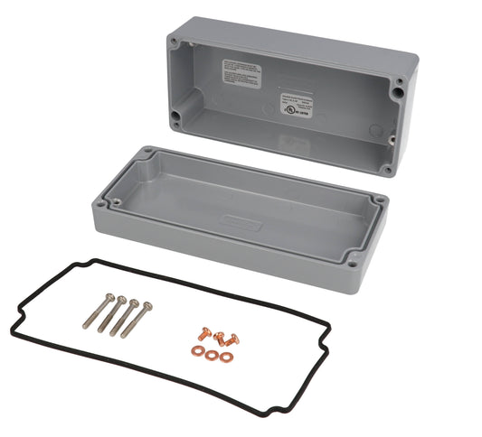 Hammond 1590Z135GY Thick-Wall Die-Cast Aluminum Enclosure, Gray Powder Finish, 175 X 80 X 60 mm, Type 4X/6P, IP66/IP67/IP68, Silicone Gasket, Mounting Shelf.