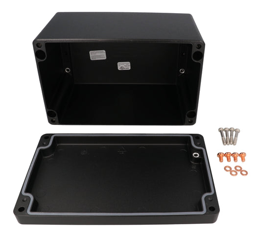 Hammond 1590Z163BK Thick-Wall Die-Cast Aluminum Enclosure, Black Powder Finish, 260 X 160 X 160 mm, Type 4X/6P, IP66/IP67/IP68, Silicone Gasket, Mounting Shelf.