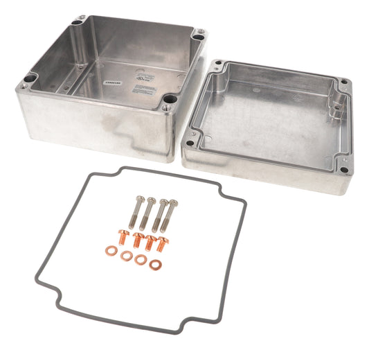 Hammond 1590Z180 Thick-Wall Die-Cast Aluminum Enclosure, Natural Unfinished, 180 X 180 X 100 mm, Type 4X/6P, IP66/IP67/IP68, Silicone Gasket, Mounting Shelf.