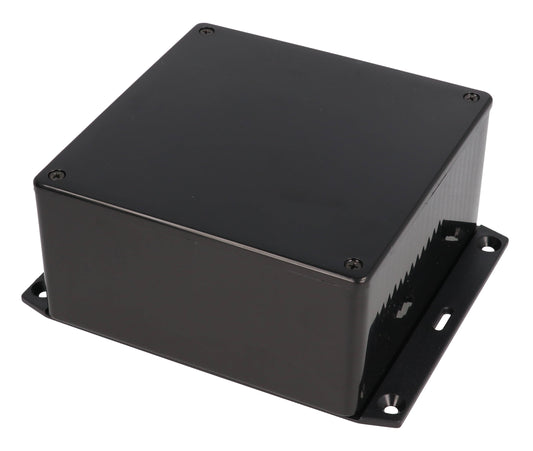 Hammond 1591UF2SBK ABS Plastic Enclosure, Black, Flanged Bottom, Card Guides, Lap-Joint, IP54, UL94 V-0