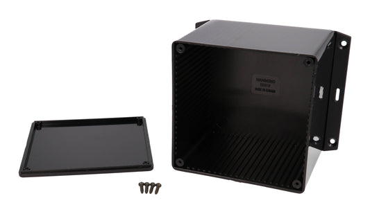 Hammond 1591VF2SBK ABS Plastic Enclosure, Black, Flanged Bottom, Card Guides, Lap-Joint, IP54, UL94 V-0