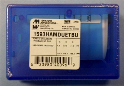 Hammond 1593HAMDUETBU Arduino Enclosure, Transparent Blue (4.3" x 2.9" x 1")