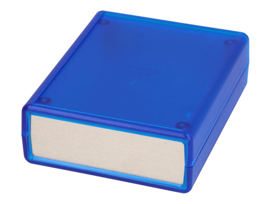 Hammond 1593BBALTBU 1593 Series ABS Handheld Instrument Enclosure, Aluminum End Panels, No Battery Door, 3.74" x 3.03" x 1.18", Transparent Blue.
