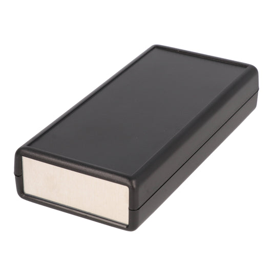 Hammond 1593XALBK 1593 Series ABS Handheld Instrument Enclosure, Aluminum End Panels, No Battery Door, 5.51" x 2.6" x 1.1", Black.