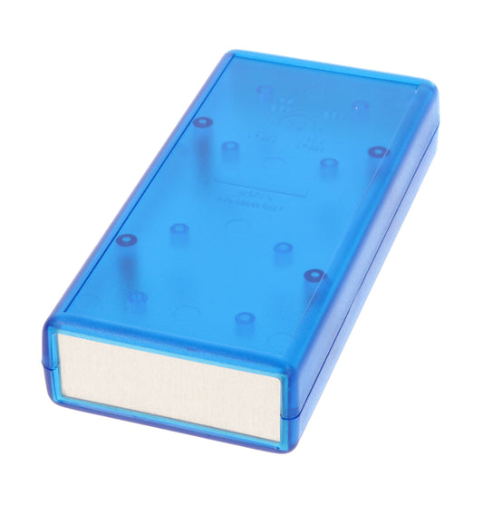 Hammond 1593XALTBU 1593 Series ABS Handheld Instrument Enclosure, Aluminum End Panels, No Battery Door, 5.51" x 2.6" x 1.1", Transparent Blue.