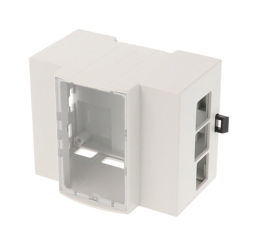 Hammond 1597KIT4MPI3 1597KIT Series Embedded DIN Rail Mounted Enclosure For Raspberry Pi 3 Standard, 90.5 mm x 71 mm x 62 mm, Light Gray/Clear.