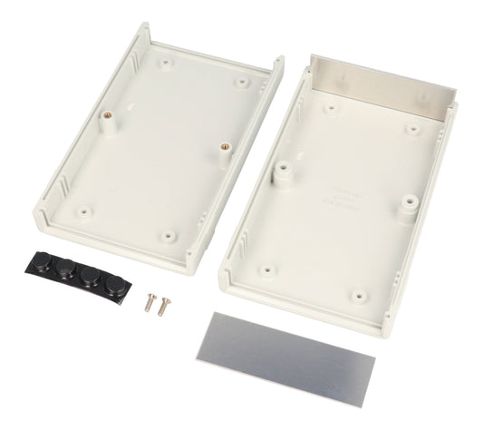 Hammond 1598AGY 1598 Series Flame Retardant ABS Instrument Enclosure With Aluminum End Panels, IP54, 6.18" x 3.66" x 1.38", Gray.