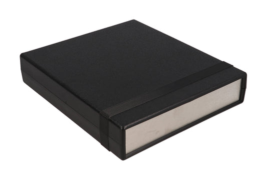 Hammond 1598BBBK 1598 Series Flame Retardant ABS Instrument Enclosure With Aluminum End Panels, IP54, 7.05" x 6.1" x 1.38", Black.