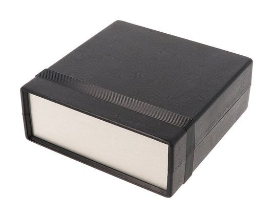 Hammond 1598BBK 1598 Series Flame Retardant ABS Instrument Enclosure With Aluminum End Panels, IP54, 7.05" x 6.1" x 1.38", Black.