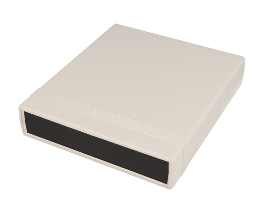 Hammond 1598BBSGYPBK 1598 Series General Purpose ABS Enclosure With Black Plastic End Panels, IP54, 7.05" x 6.1" x 1.38", Gray.