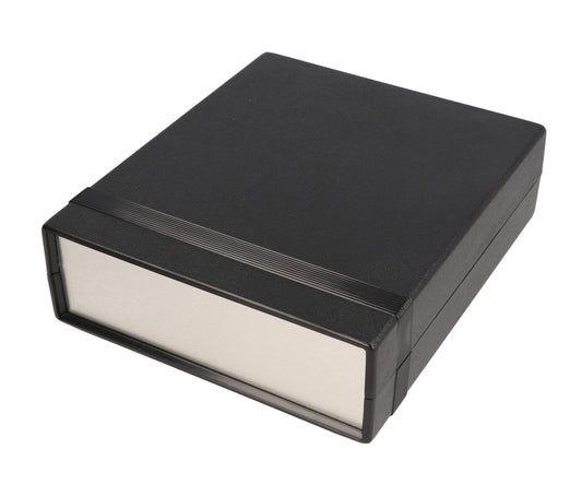 Hammond 1598CBK 1598 Series Flame Retardant ABS Instrument Enclosure With Aluminum End Panels, IP54, 7.09" x 6.06" x 2.01", Black.