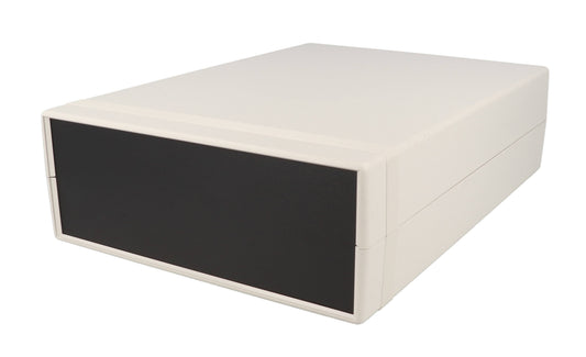 Hammond 1598JSGYPBK 1598 Series General Purpose ABS Instrument Enclosure with Black Plastic End Panels, 11.02" x 7.87" x 2.99", Gray.