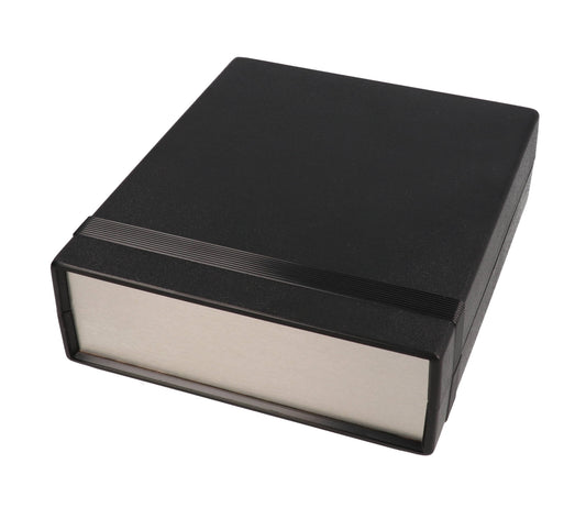 Hammond 1598RCBK 1598R Series EMI/RFI Shielded ABS Instrument Enclosure with Aluminum End Panels, 7.07" x 6.06" x 2.01", Black.