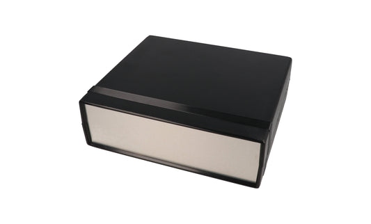 Hammond 1598RDBK 1598R Series EMI/RFI Shielded ABS Instrument Enclosure with Aluminum End Panels, 7.09" x 8.07" x 2.48", Black.