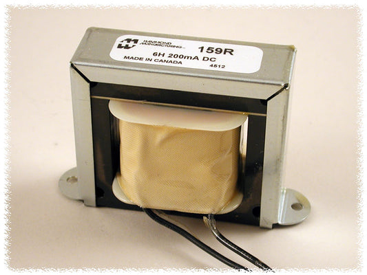 Hammond 159R DC Reactor, Filter Choke, Open Channel Mount, Inductance 6H, DC Current 200 mA.