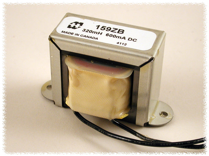 Hammond 159ZB DC Reactor, Filter Choke, Open Channel Mount, Inductance 320MH, DC Current 600 mA.